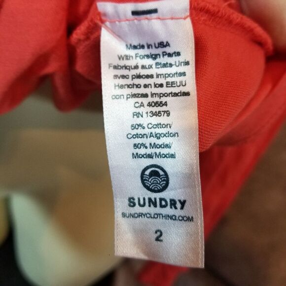 Sundry Cherry Red‎ Ruffle Long Sleeve Top Size 2 - Picture 5 of 5